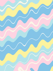 Pink blue yellow doodle abstract background. Illustration for banner, poster, card