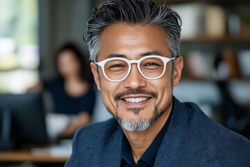 A man with glasses smiling at the camera