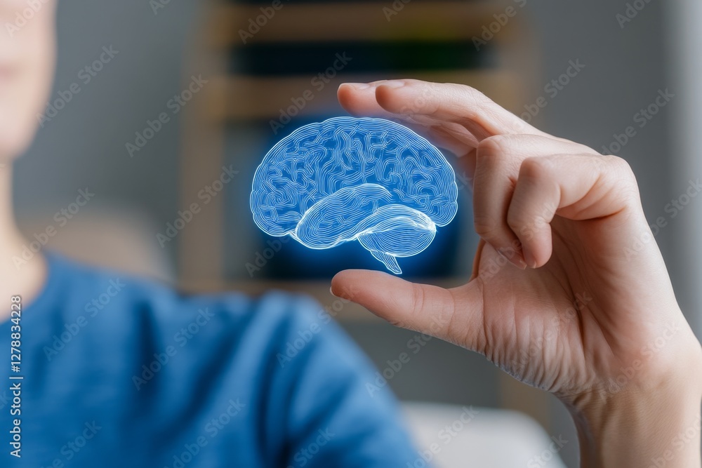 Poster ai, machine learning, hands of robot and human touch on big data network, brain data creative in lig