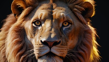 Close-up of a Majestic Lion's Face