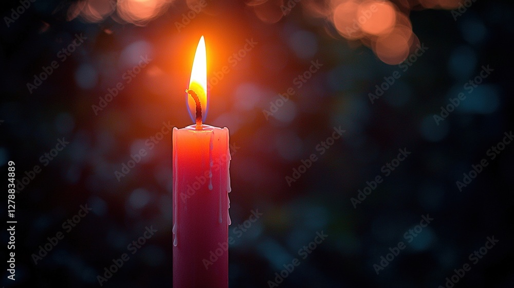 Poster illuminated candle with tree blur in the background creating a peaceful atmosphere