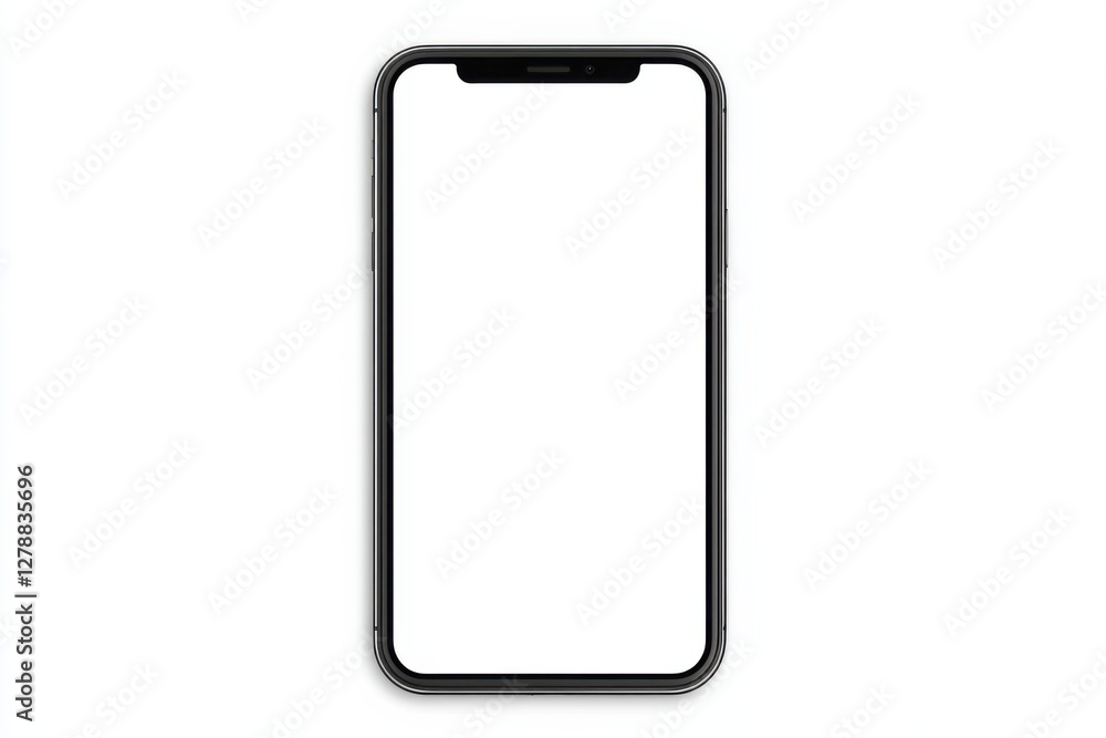 Poster high quality smartphone with blank screen isolated on white background for tech and design purposes