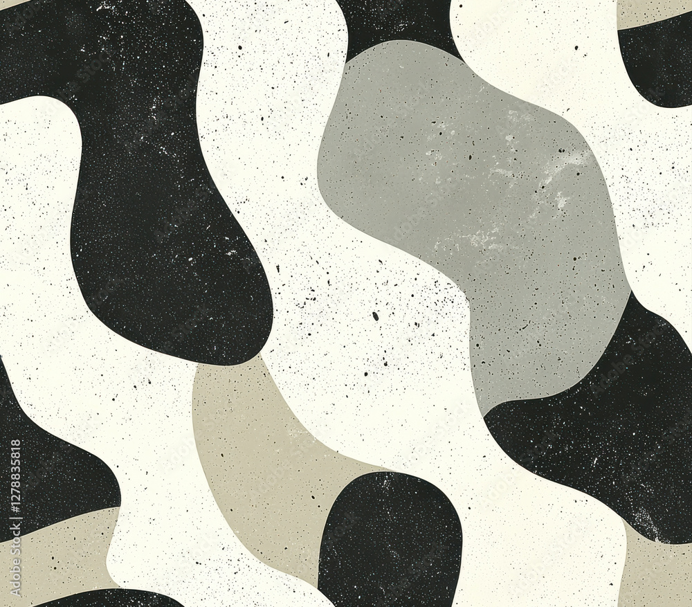 Poster abstract pattern with organic shapes in muted colors and textures, seamless pattern style.