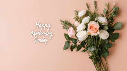 Pastel Elegance for Mothering Sunday Soft Floral Typography on Smooth Backdrop - Seasonal Celebration and Mothers Day Campaigns for Event Marketing