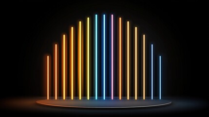 Fototapeta premium Colorful Neon Lights in Abstract Design with Vibrant Vertical Bars Against Dark Background