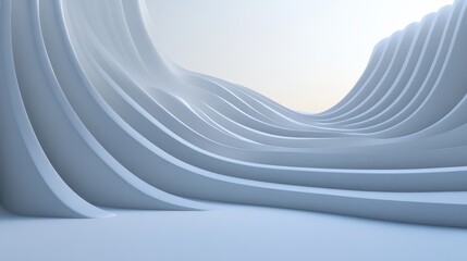 Abstract rounded lines on a light background, rendered in 3D with smooth curves and soft gradients.
