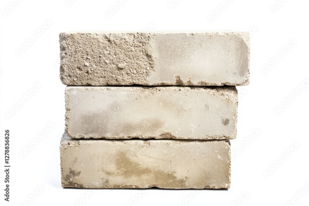 Poster high quality masonry blocks arranged on a clean white background with ample empty space around the s