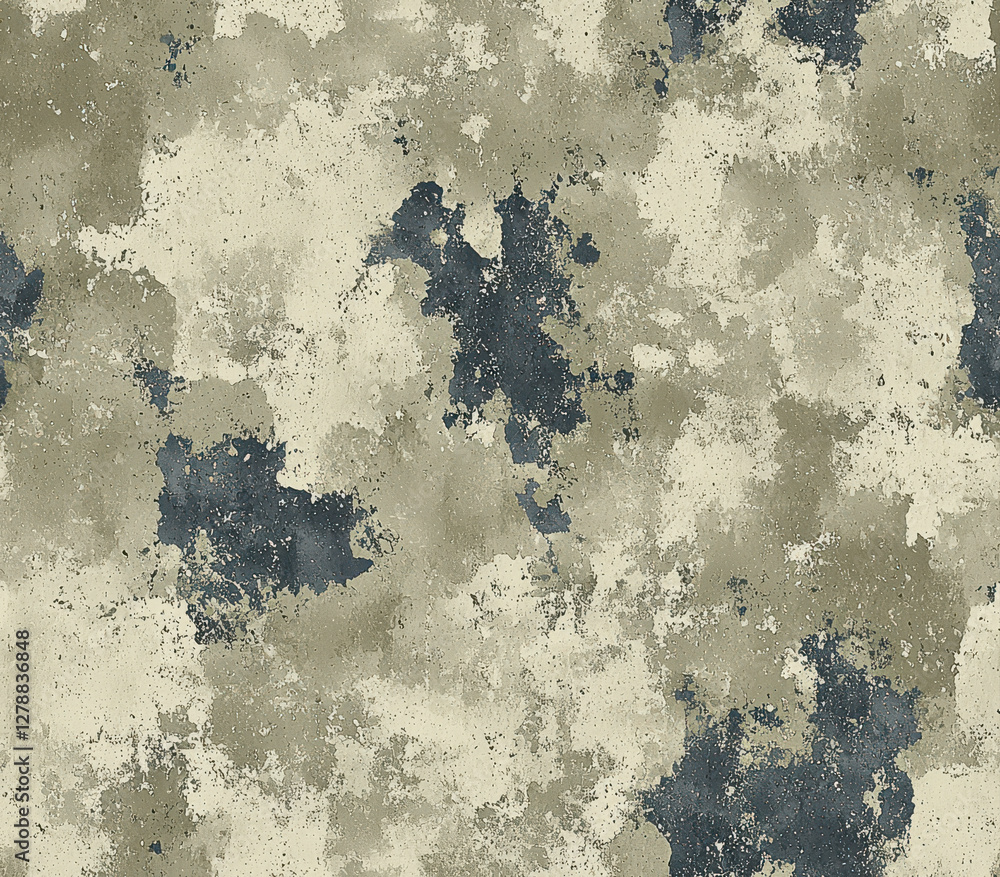 Poster textured abstract pattern in muted colors of green and blue, seamless pattern style.