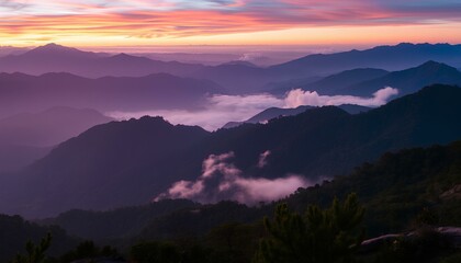 Obraz premium 夜明けの山