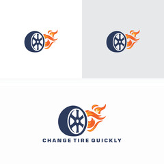 car tire change fast logo design