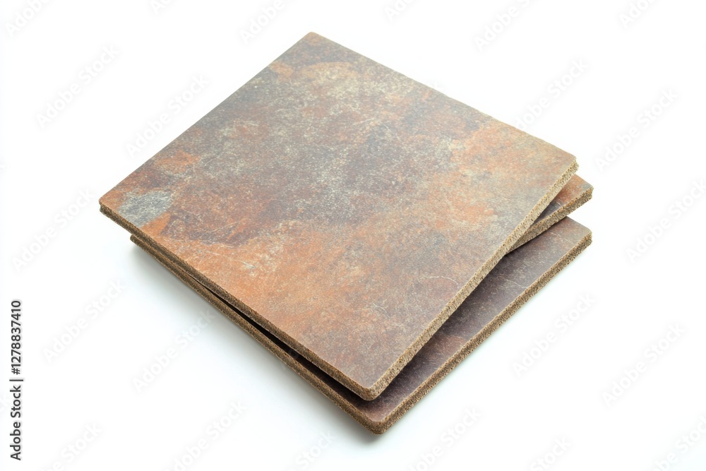 Poster floor tiles with textured surfaces isolated on a clean white background showcasing their rich colors