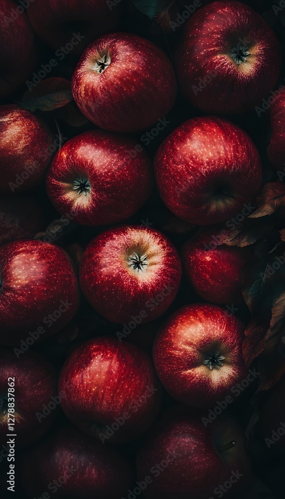 Poster an artful arrangement of ruby red apples fills the frame