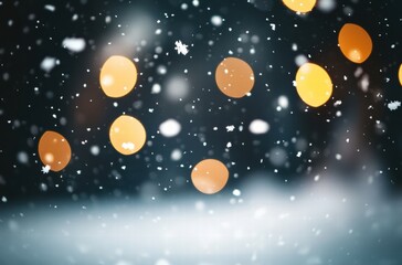 Naklejka premium A blurry image of snowflakes falling on a dark background