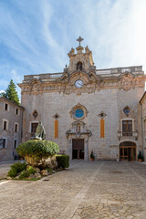 Facade of the Lluc sanctuary in Mallorca