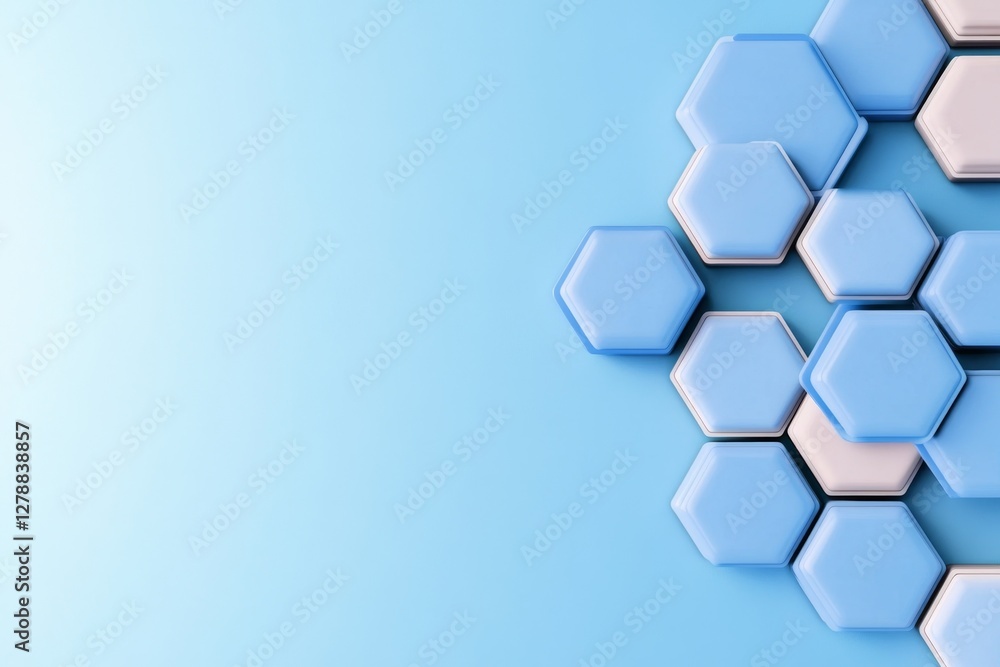 Aufkleber abstract blue hexagons shape and lines with science concept background