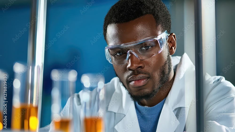 Aufkleber focused scientist conducting experiment in laboratory setting