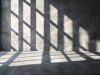 A large, empty room with a wall of concrete