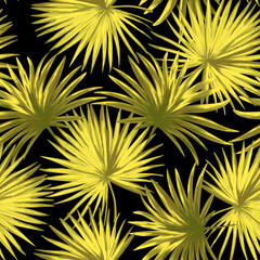 Fototapeta premium Jungle vector pattern with tropical leaves. Trendy summer print. Exotic seamless background. 