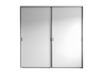 Modern white wardrobe with sliding doors on a black background creates a clean and minimalist aesthetic for bedroom storage