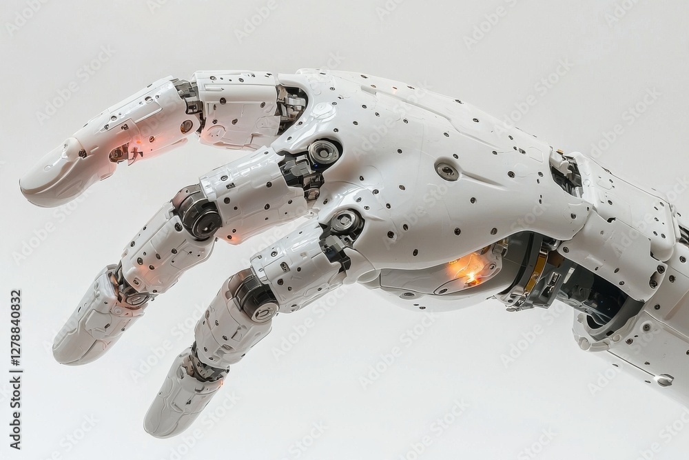 Aufkleber a detailed view of a futuristic, advanced robot hand showing intricate mechanical components, design
