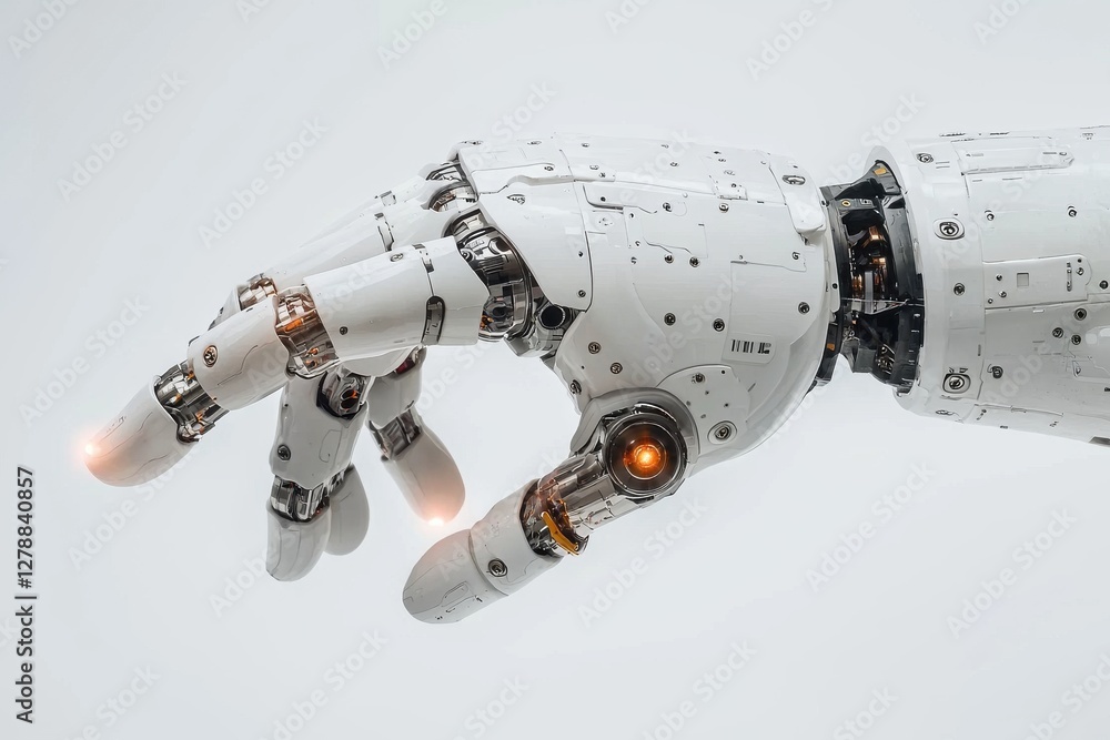 Aufkleber detailed robotic hand demonstrating advanced technology and complex engineering, highlighting futuri