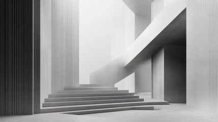 Obraz premium An abstract 3D render featuring geometric blocks on a dark background.