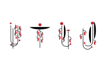 Abstraction ornament in black and red colors