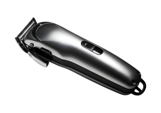 Sleek Silver Electric Hair Clipper on Black Background - Professional Grooming Tool for Haircuts and Style