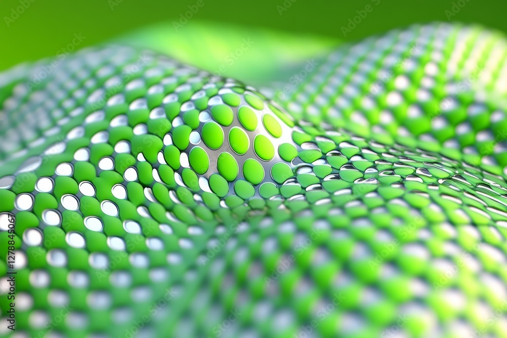 Aufkleber Abstract technology flow background Futuristic green dots background with a dynamic wave 3d rendering