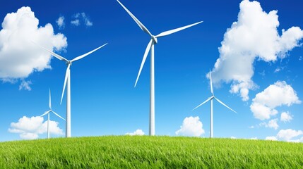 Green Energy Revolution with Wind Turbines on a Sunny Day