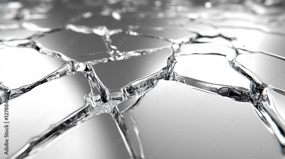 Poster abstract background of broken reflective pieces with sharp edges forming a cracked surface