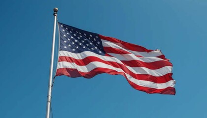 United States Flag Waving in the Skyline &ndash; Patriotic and Inspiring Visuals