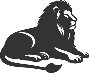 A lion lying on its side looking exhausted vector silhouette © LUTHFAN NAHAR LABONY