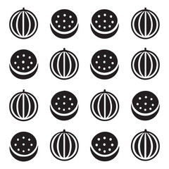 Icons set. Set of Watermelon logo or icon set vector illustration Isolated on vector