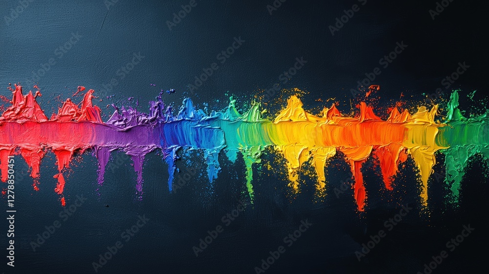 Poster a colorful spectrum created by paint on a dark surface, symbolizing creativity and artistic expressi
