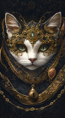 Cat with golden jewelry: Perfect luxury