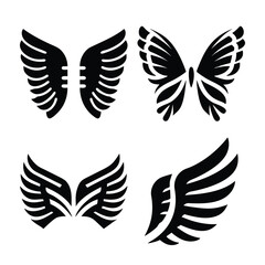 Set of stylized wings and butterfly design