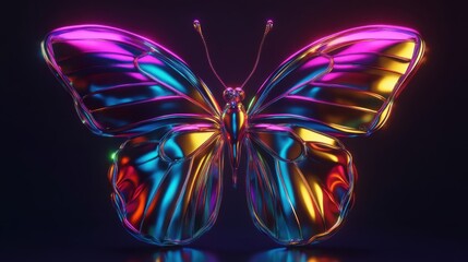 Iridescent Metallic Butterfly Digital Art