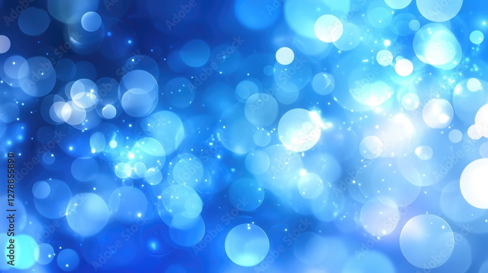 Poster soft blue abstract background with glowing orbs and light effects, creating a dreamy and ethereal at