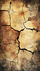 Obraz premium Heavily cracked and aged wall with earth tone colors