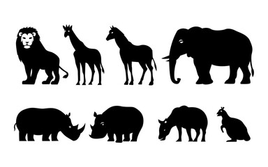 Animal logos collection. Animal logo set.Geometrical abstract logos. Icon design.Simple Black and White Animal Silhouettes Collection. set of various animal silhouettes in black on a white background.