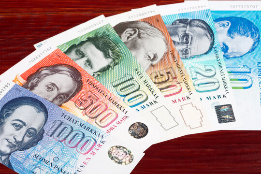 Finnish markka a business background with money