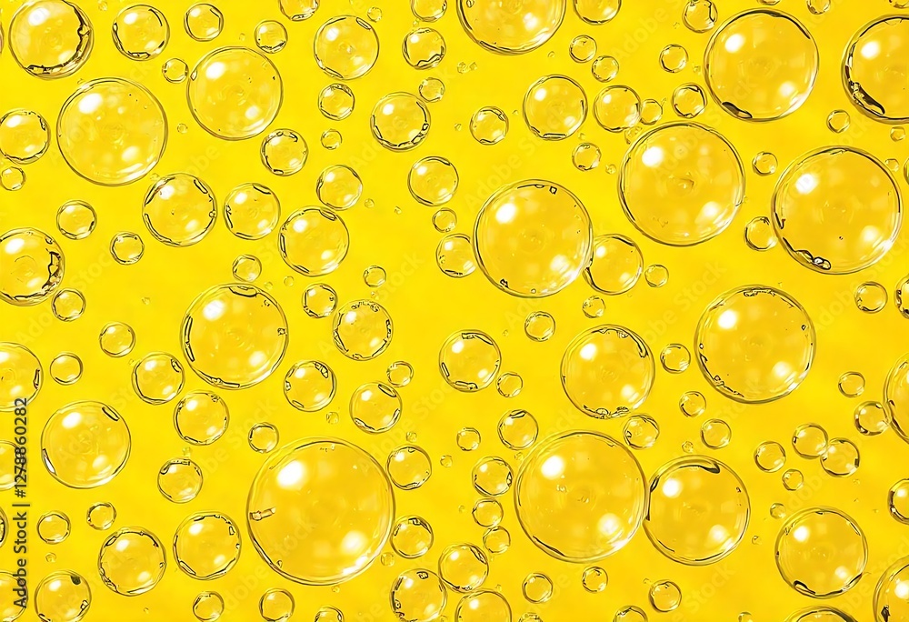 Poster generative ai background of golden bubbles and fluid drops, bright and cheerful, a texture backgroun