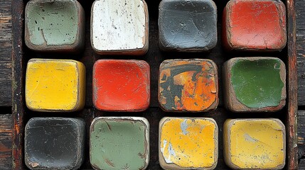 Fototapeta premium A closeup view of a bunch of colorfully painted wooden blocks stacked in a creative arrangement