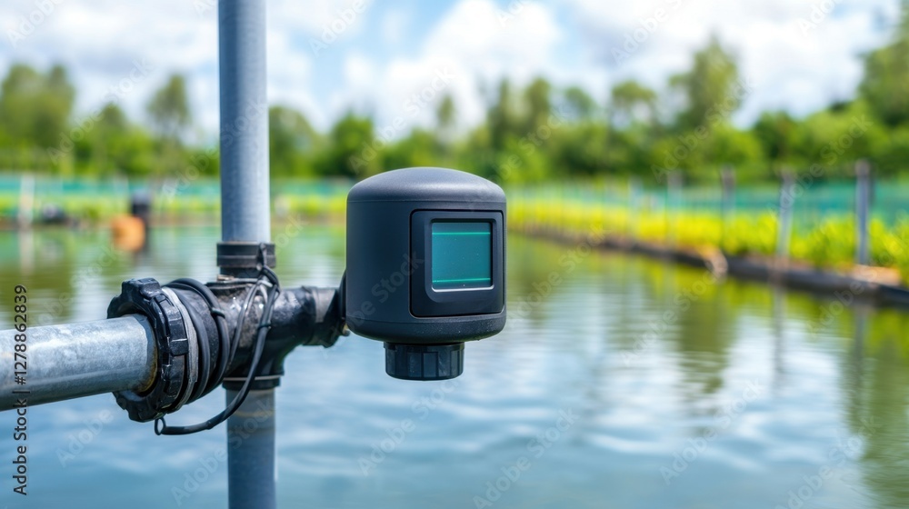 Aufkleber aquaculture smart monitoring concept, advanced smart water sensor for efficient monitoring of usage 
