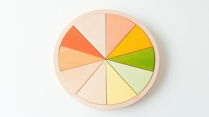 Fototapeta premium A color wheel displaying various shades, including peach, orange, yellow, and green, ideal for art and design applications.