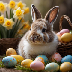 easter bunny and easter eggs