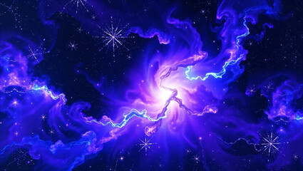 A cosmic abstract background with mesmerizing nebula clouds, ideal for sci-fi themes, astronomy visuals, and digital art.