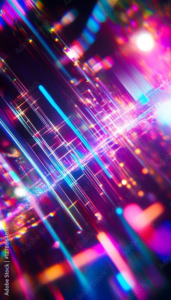 Poster abstract image shows neon lights with dynamic color and glow