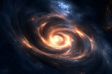 Obraz premium Mysterious Galaxy Formation Illustration with Glowing Vortex and Swirling Clouds